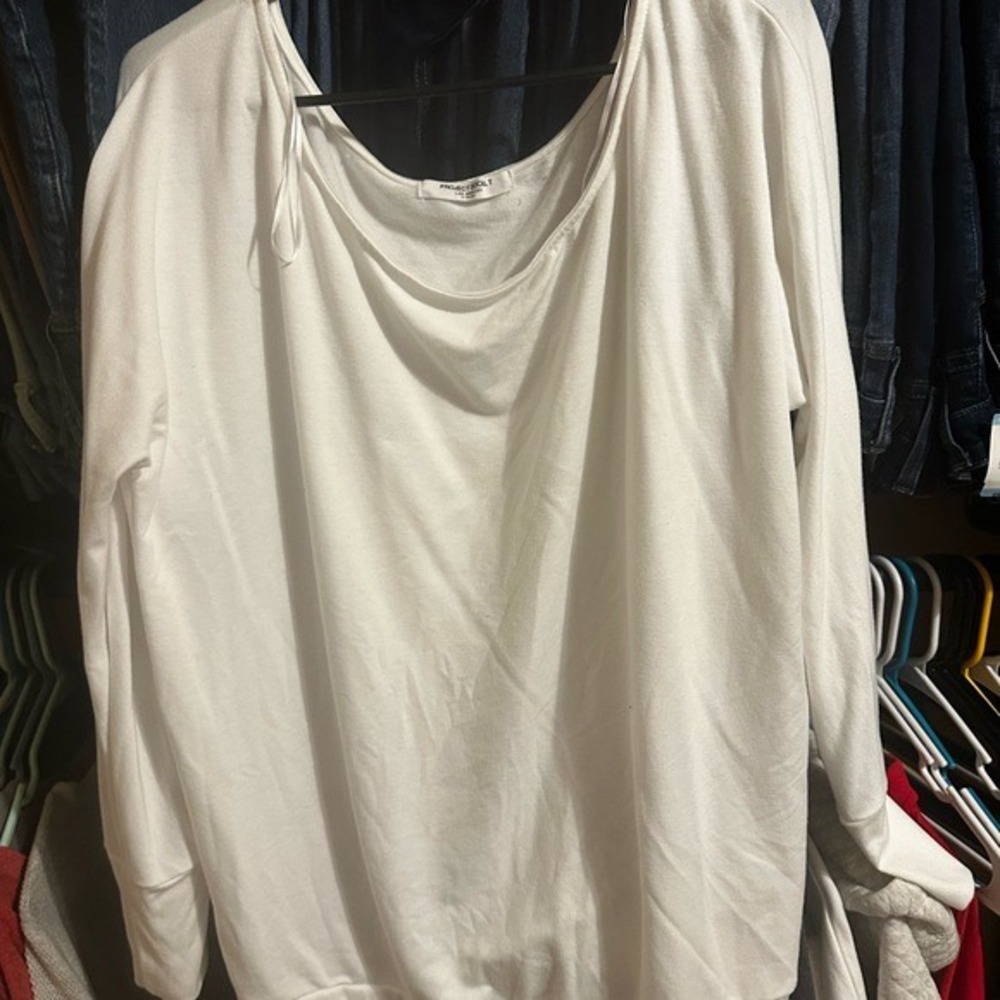 Project Social T Los Angeles White Long Sleeve Scoop Neck Top XL